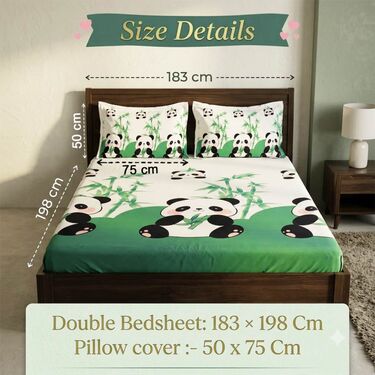 3D Panda Fitted King Size Bedsheet With 2 Pillow Cover (DBS42)