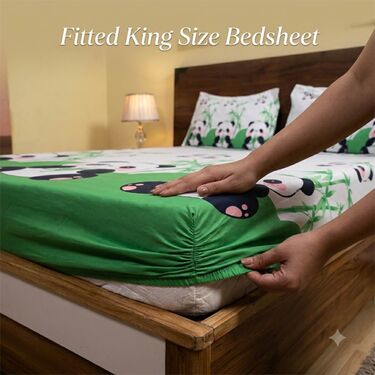 3D Panda Fitted King Size Bedsheet With 2 Pillow Cover (DBS42)