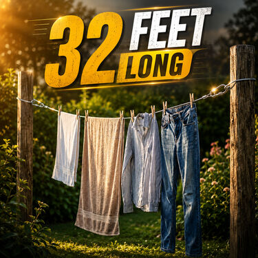Heavy-Duty Stainless Steel Clothesline With Carabiner Hooks (CLN8)