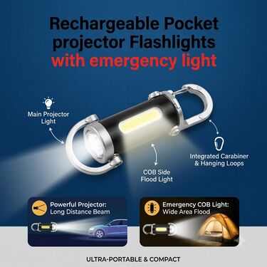 Rechargeable Pocket Projector Flashlight with Emergency Light (LL72)