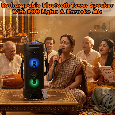 Rechargeable Bluetooth Tower Speaker with RGB Lights & Karaoke Mic (BLS30)