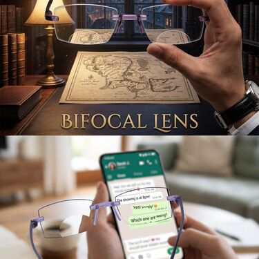 Rimless Coloured Bifocal Adaptive Power Reading Glasses (BOC2RG1)