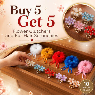 B5G5 Flower Cluchers and Fur Hair Scrunchies (WJ16)
