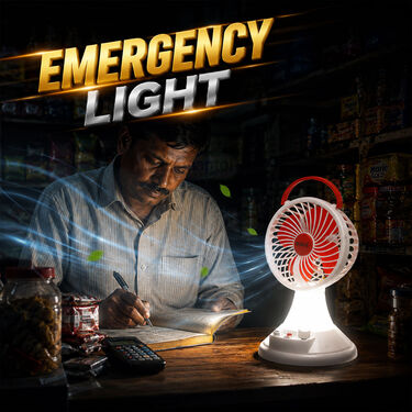 Rechargeable Big 6 Fan With Emergency LED Light (EF36W)