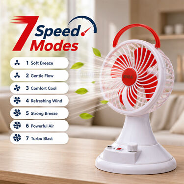 Rechargeable Big 6 Fan With Emergency LED Light (EF36W)