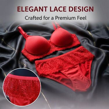 Pack of 3 Designer Lacy Padded Bra And Panty Set (3BP6)