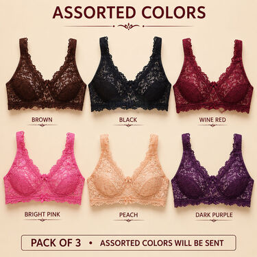 Pack of 3 Attractive Korean Lacy Bra Set (3KB1)