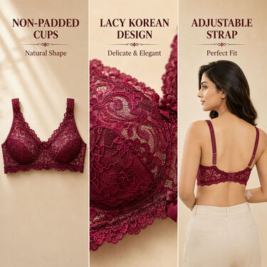 Pack of 3 Attractive Korean Lacy Bra Set (3KB1)