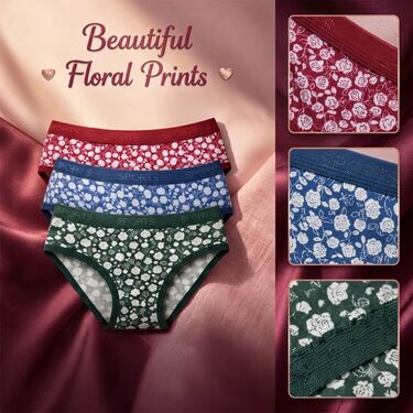 12 Multicolor Mid Rise Floral Printed Panties (12PS2)