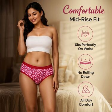 12 Multicolor Mid Rise Floral Printed Panties (12PS2)