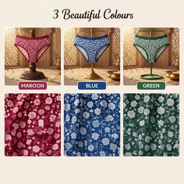 12 Multicolor Mid Rise Floral Printed Panties (12PS2)