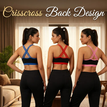 Pack of 3 Criss Cross Back Sports Bra And Panty Set (3BP8)