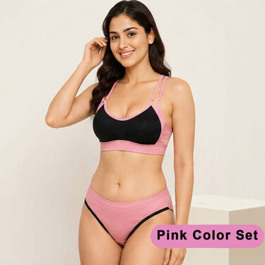 Pack of 3 Criss Cross Back Sports Bra And Panty Set (3BP8)
