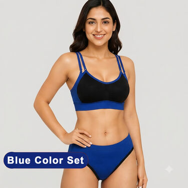 Pack of 3 Criss Cross Back Sports Bra And Panty Set (3BP8)