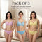 Pack of 3 Attractive Printed Full Coverage Padded Dailywear Bra And Panty Set (3BP7)