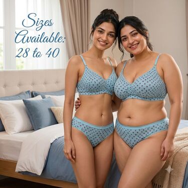 Pack of 3 Attractive Printed Full Coverage Padded Dailywear Bra And Panty Set (3BP7)
