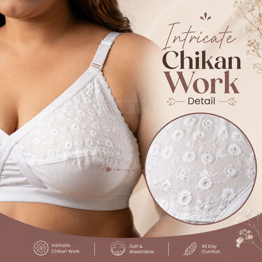 Pack of 3 Chikankari Full Coverage Non Padded Daily Wear Bra (3FCB19)