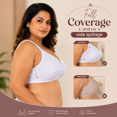 Pack of 3 Chikankari Full Coverage Non Padded Daily Wear Bra (3FCB19)