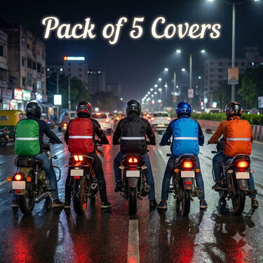 Pack of 5 Reflector Rain Protector Bag Cover Set For Rains (5RBC1)