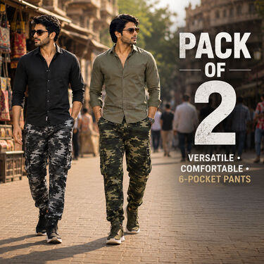 Pack of 2 Versatile Comfortable 6 Pocket Printed Pants (2SPT1)
