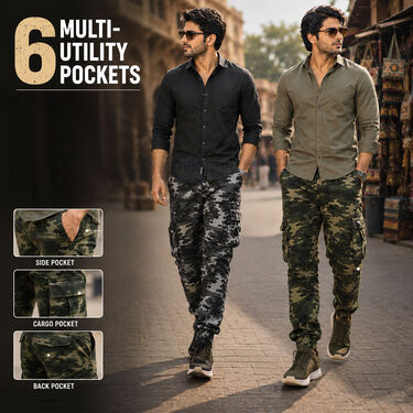 Pack of 2 Versatile Comfortable 6 Pocket Printed Pants (2SPT1)