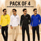 Pack of 4 Designer Full Sleeves Collar Tshirts With Pocket (4PTF4)