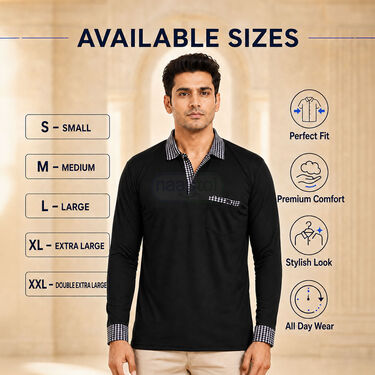 Pack of 4 Designer Full Sleeves Collar Tshirts With Pocket (4PTF4)