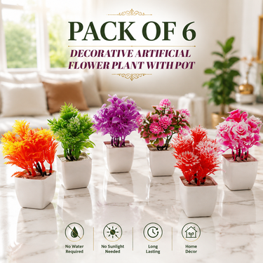 6 Decorative Artificial Flower Plant With Pot (DRFP4)