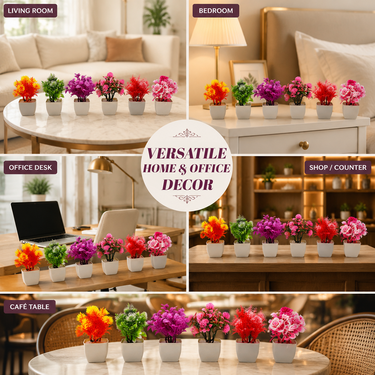 6 Decorative Artificial Flower Plant With Pot (DRFP4)