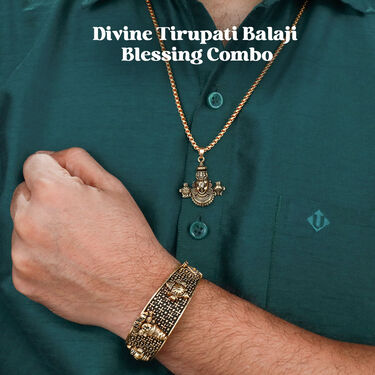 Premium Tirupati Balaji Kada with Chain Pendant Set (SJKP18)