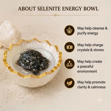 Premium Pyrite Tortoise With Selenite Energy Bowl (SJPT20)