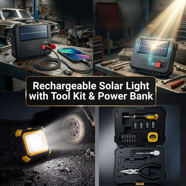Rechargeable Solar Light With Tool Kit & Power Bank (HT197)