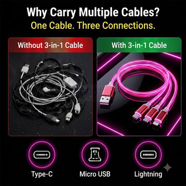 3-In-1 Fast Charging Glowing Cable (CDC37)