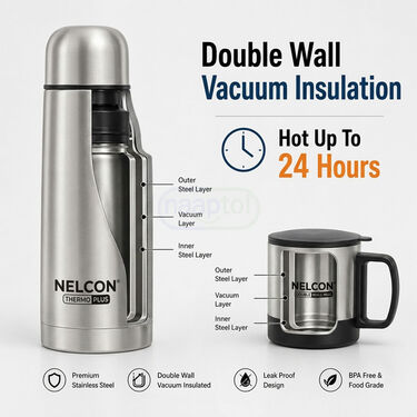 24 Hours Hot or Cold Steel Insulated Flask + Double Wall Cup (HCF1)