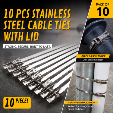 10 Pcs Stainless Steel Cable Ties with Lid (HT164)