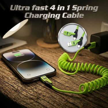 Ultra Fast 4-In-1 Spring Charging Cable (CDC38)