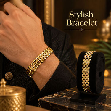 Golden Watch + Designer Bracelet + Ring (MGWBR3)