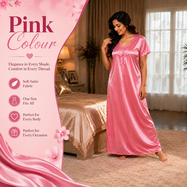 Satin Look Free Size Night Wear For Women BOGO (2NS4)