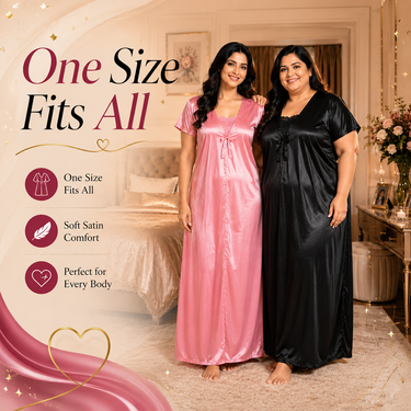 Satin Look Free Size Night Wear For Women BOGO (2NS4)
