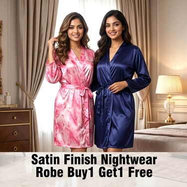 Pack of 2 Satin Finish Nightwear Robe (2NR1)