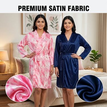 Pack of 2 Satin Finish Nightwear Robe (2NR1)
