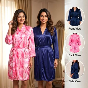 Pack of 2 Satin Finish Nightwear Robe (2NR1)