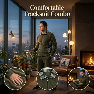 Solid Olive Green Comfortable Track Pant And Jacket Set For Mens (TPTJ3)