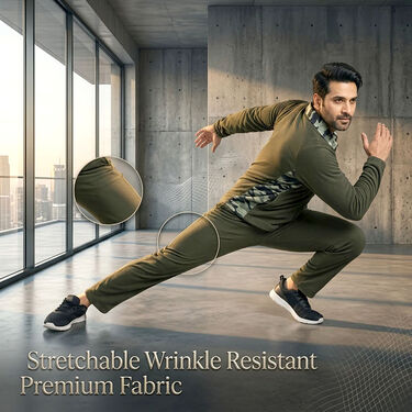Solid Olive Green Comfortable Track Pant And Jacket Set For Mens (TPTJ3)
