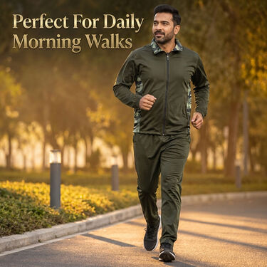 Solid Olive Green Comfortable Track Pant And Jacket Set For Mens (TPTJ3)