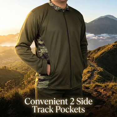 Solid Olive Green Comfortable Track Pant And Jacket Set For Mens (TPTJ3)