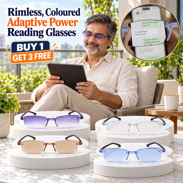Rimless Coloured Adaptive Power Reading Glasses Buy 1 Get 3 Free (4OC6RG1)