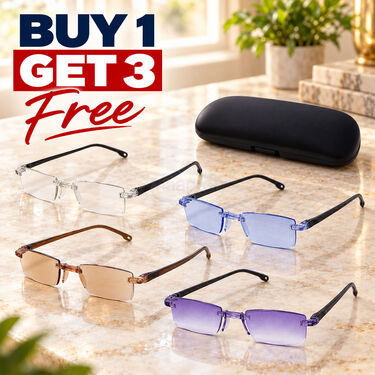 Rimless Coloured Adaptive Power Reading Glasses Buy 1 Get 3 Free (4OC6RG1)