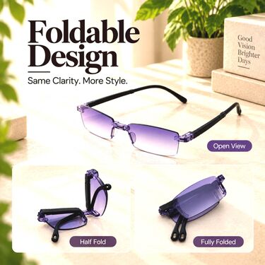 Foldable Coloured Adaptive Power Reading Glasses Buy 1 Get 3 Free (4FOC7RG1)