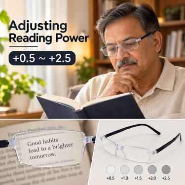 Foldable Coloured Adaptive Power Reading Glasses Buy 1 Get 3 Free (4FOC7RG1)